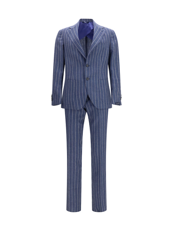 Gi Capri 52% Linen; 48% Fleece Wool Ovis Aries pant suit in navy