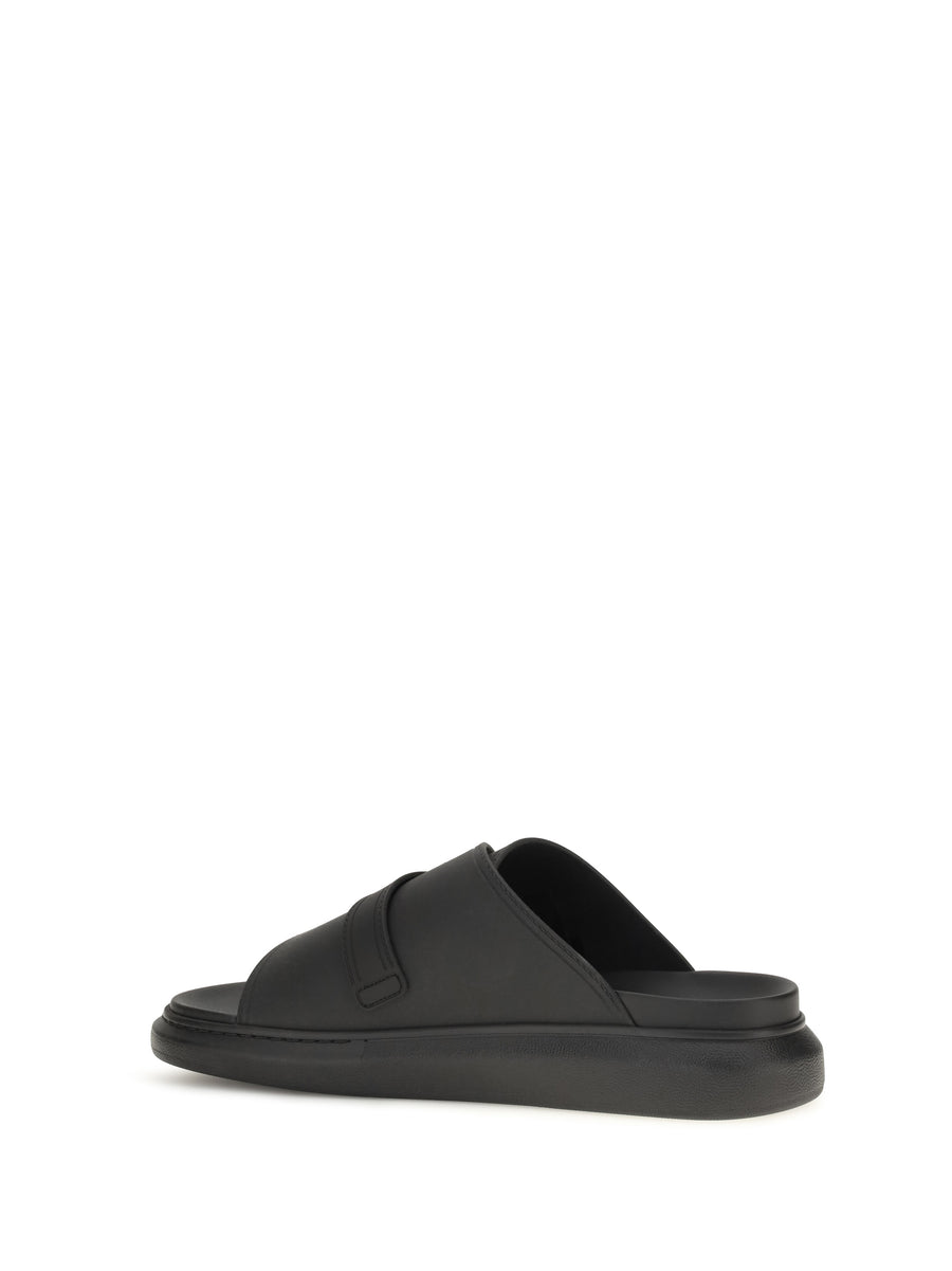 Sandals Buckle Slide Black Leather
