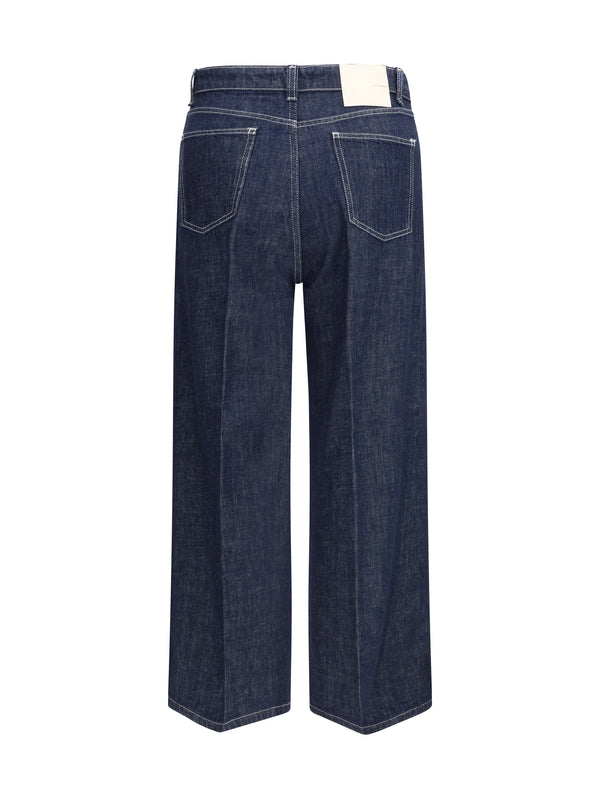 Wide-Leg Jeans Navy Cotton Trousers