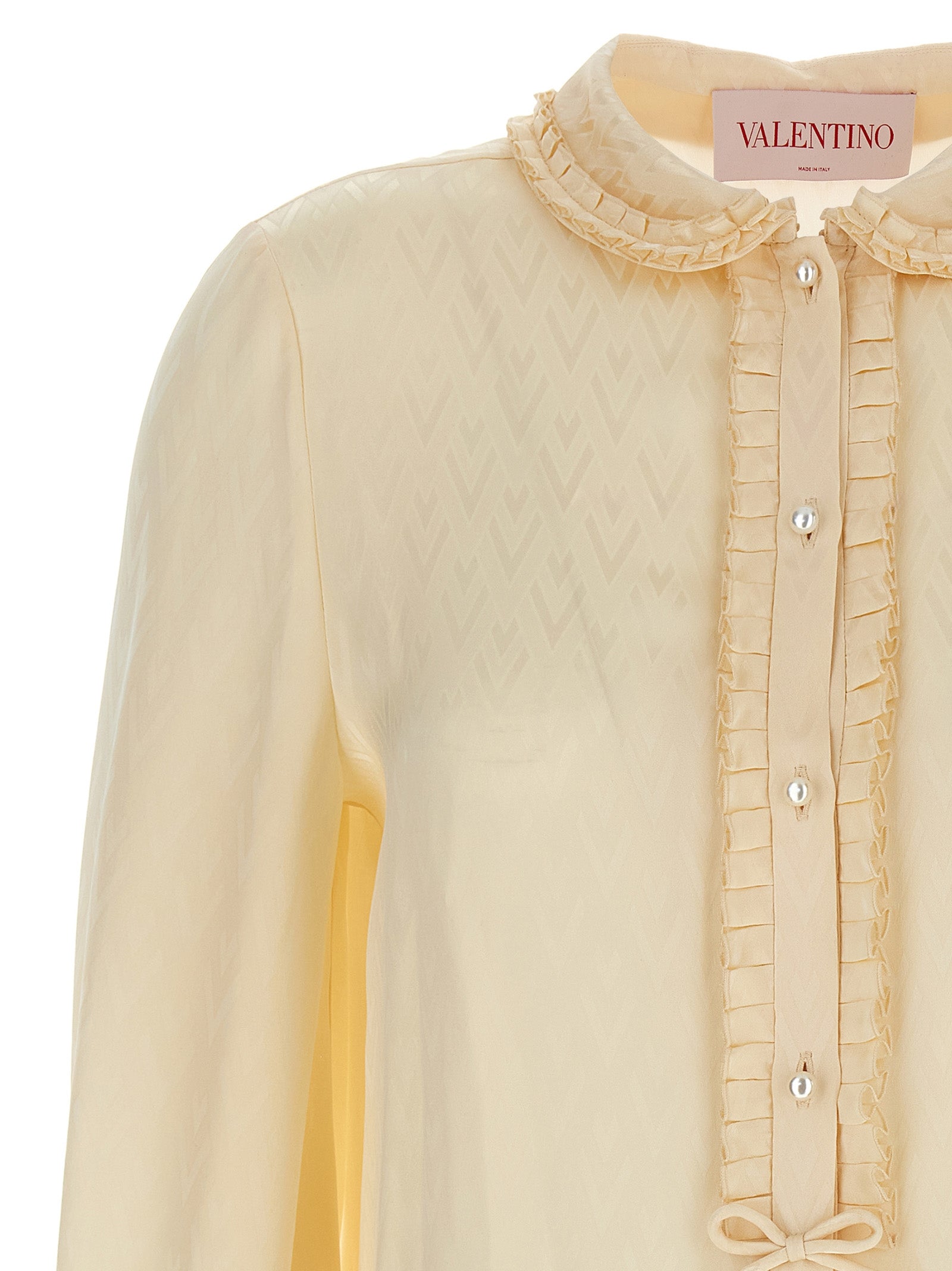 Valentino Garavani Toute la V shirt Beige Silk Shirt, Blouse