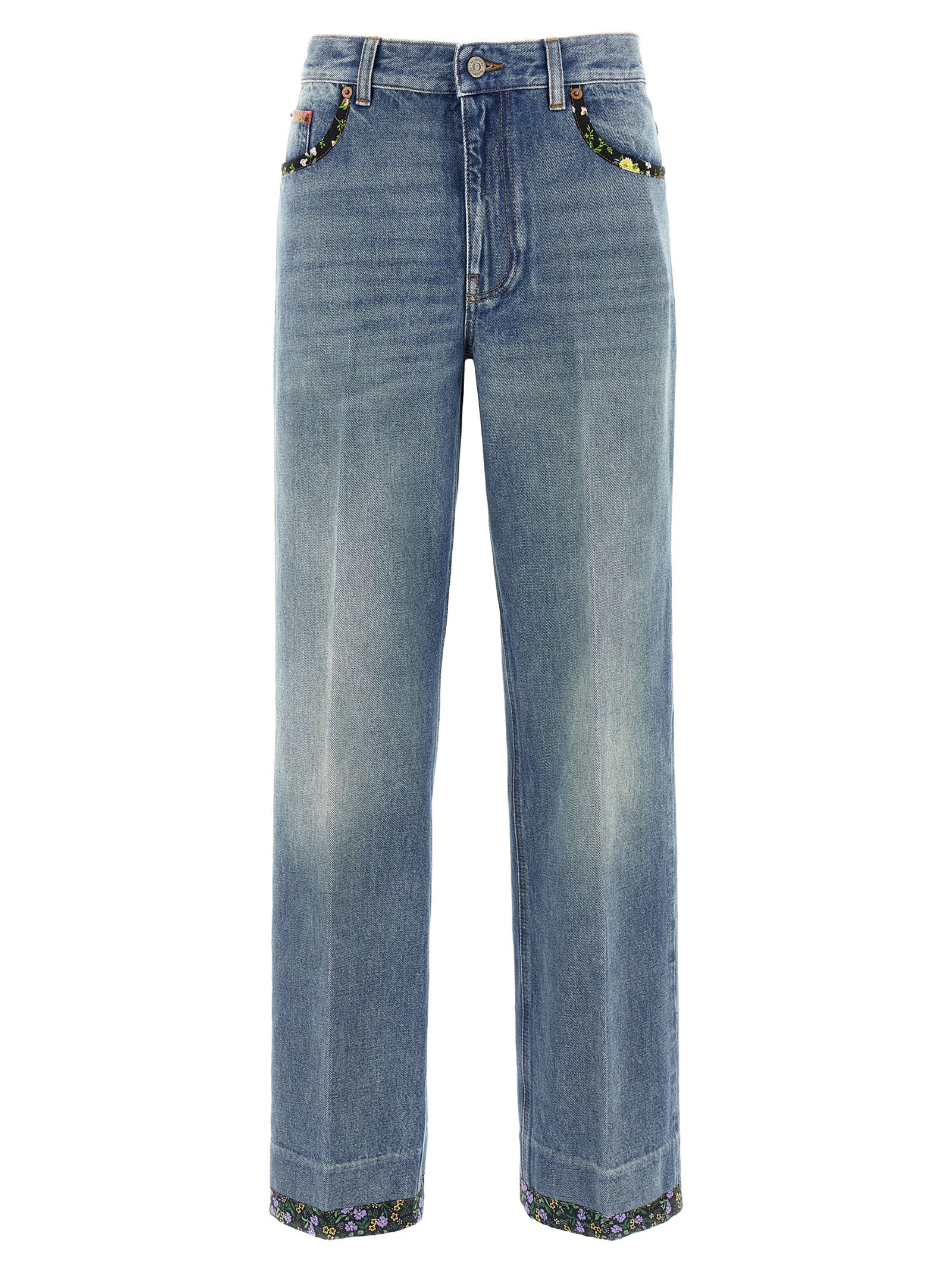 Valentino Garavani floral jeans Blue Cotton