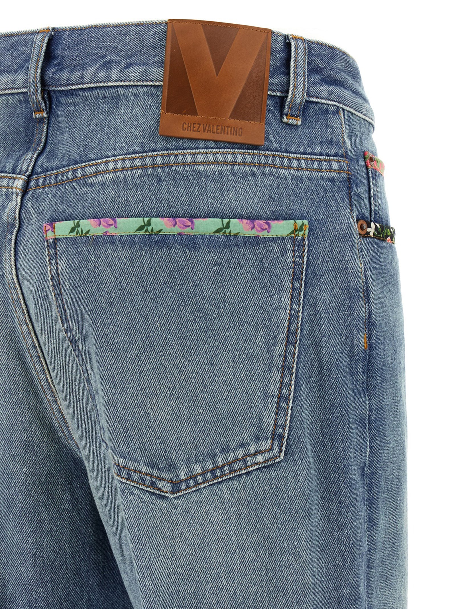 Valentino Garavani floral jeans Blue Cotton