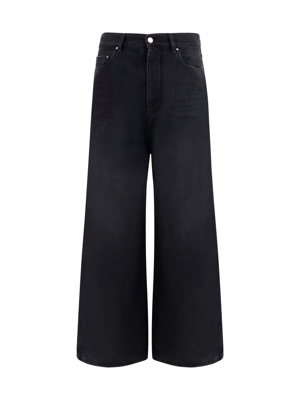 Wide-Leg Jeans Vintage Black Cotton