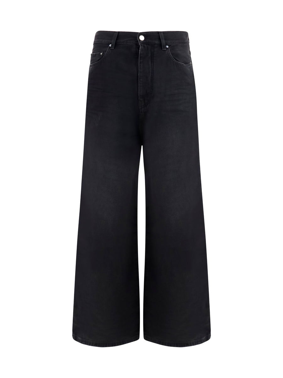 Wide-Leg Jeans Vintage Black Cotton