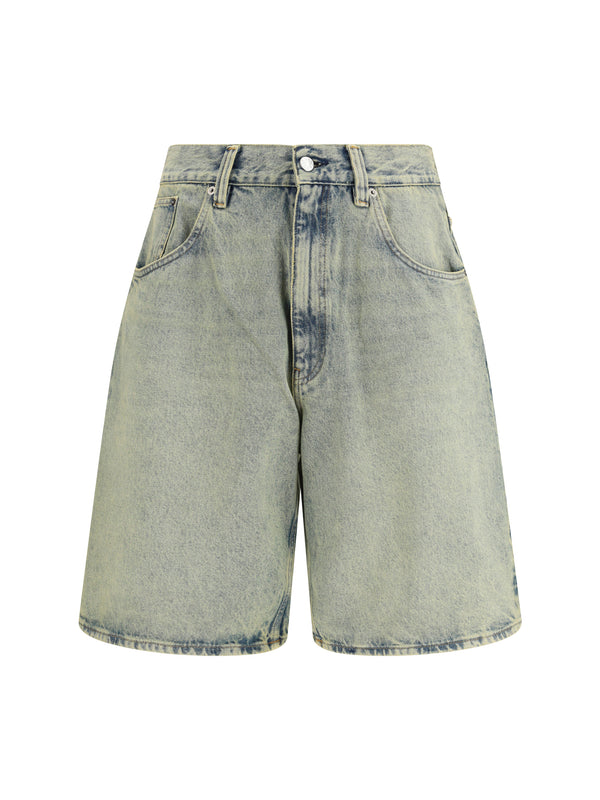 Bermuda Shorts Super Wide Denim Light Vintage Dust Cotton