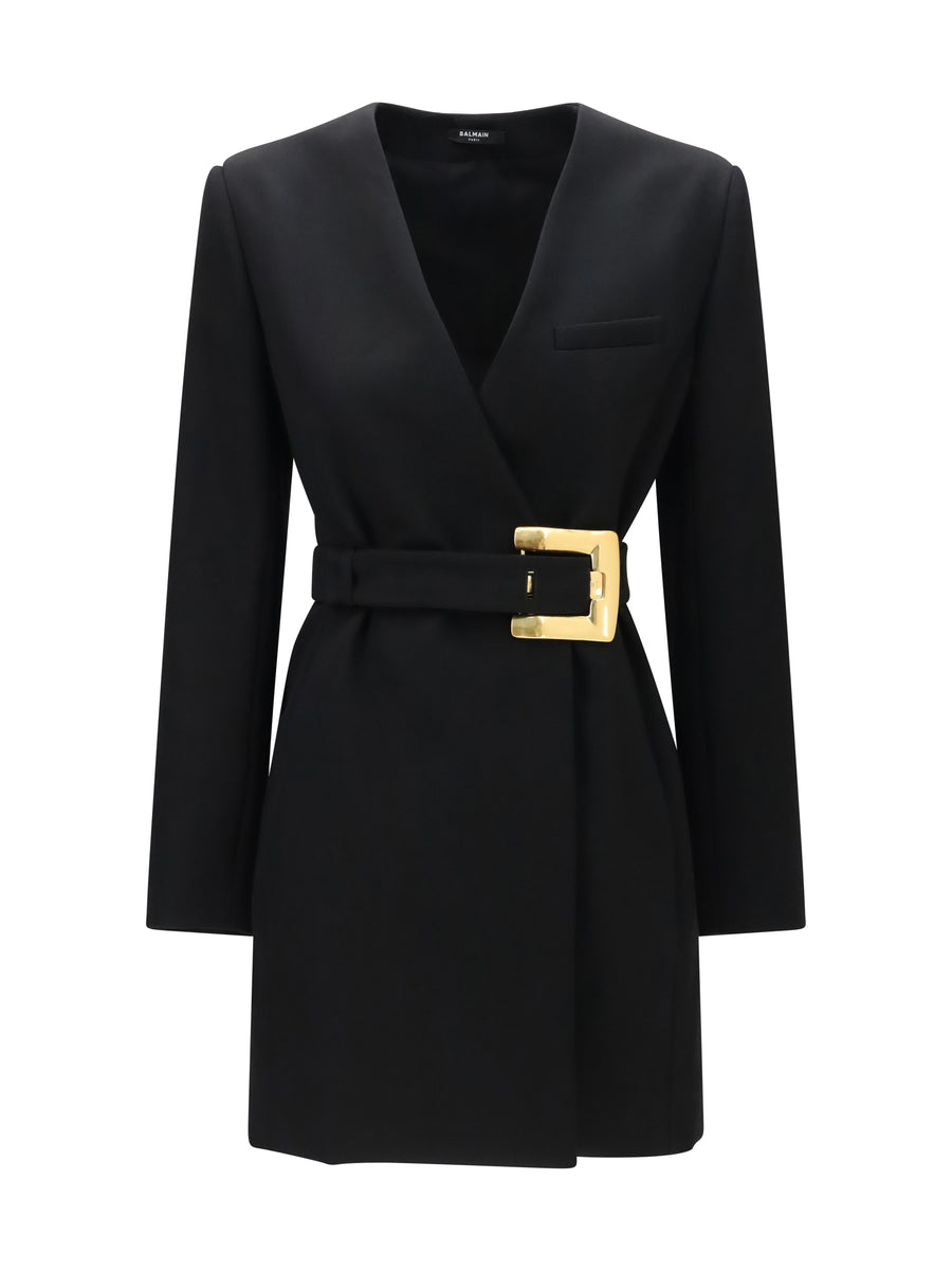 Blazer Grain De Poudre Black Merino Wool Blazers