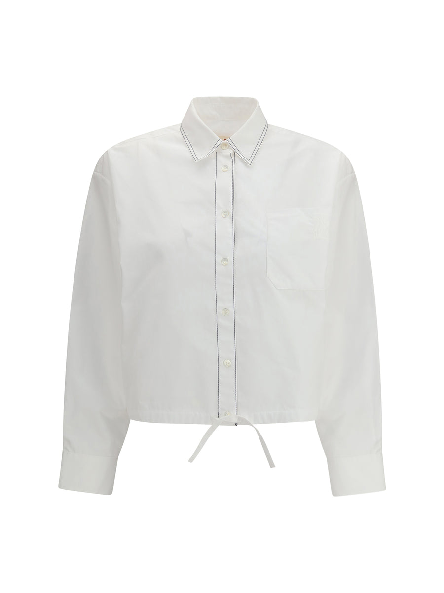 Cropped Long-Sleeve Shirt Lily White Cotton