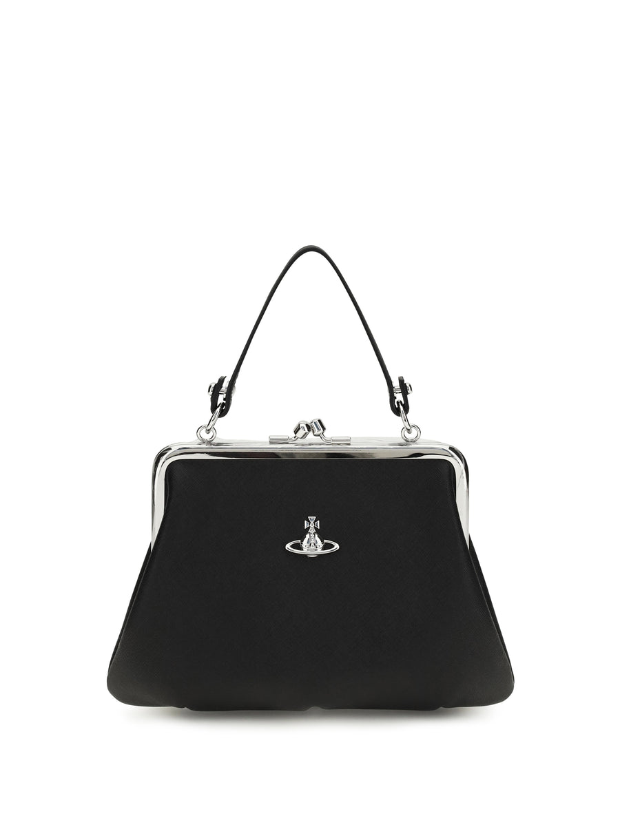 Granny Handbag Black Polyurethane; Cotton Handbags