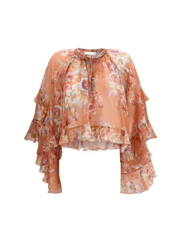 Zimmermann 77% cotton blouse in orange