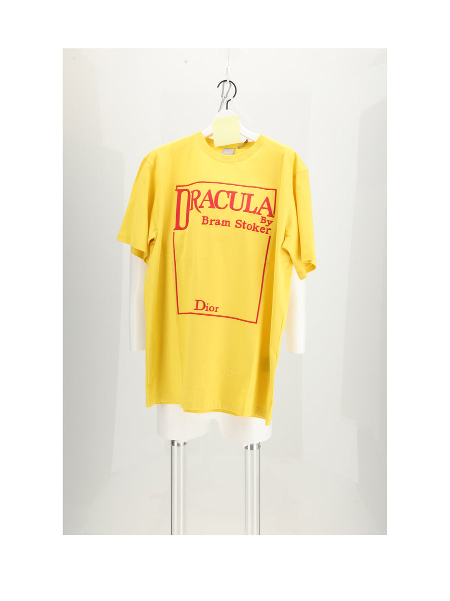 T-Shirt Dracula Print Yellow Cotton T-shirts