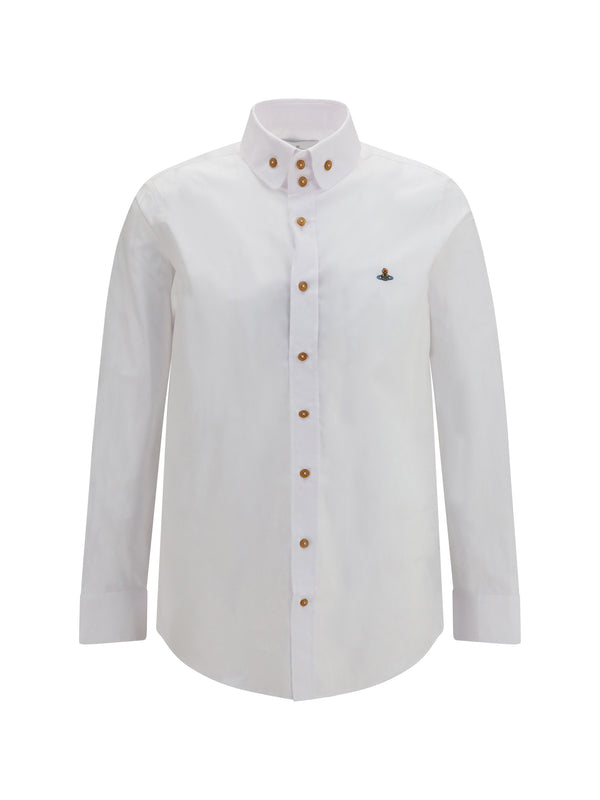 Orb Embroidered Cotton Shirt White
