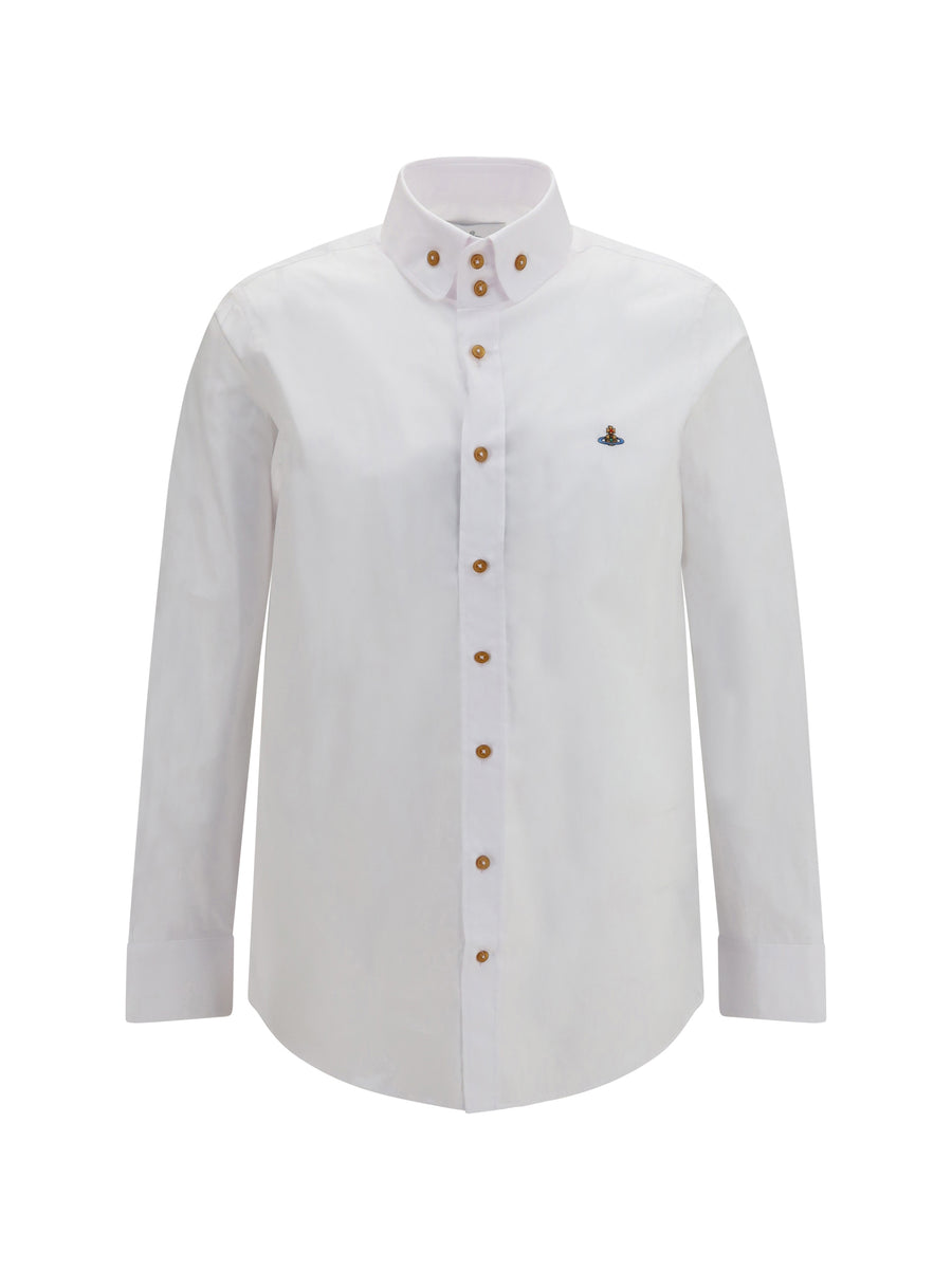 Orb Embroidered Cotton Shirt White