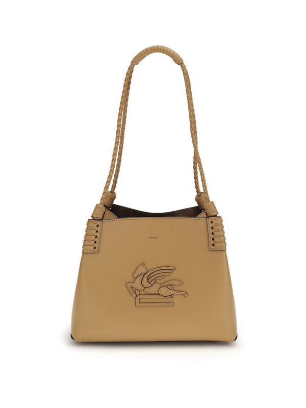 Etro 100% calf suede shoulder bag in beige