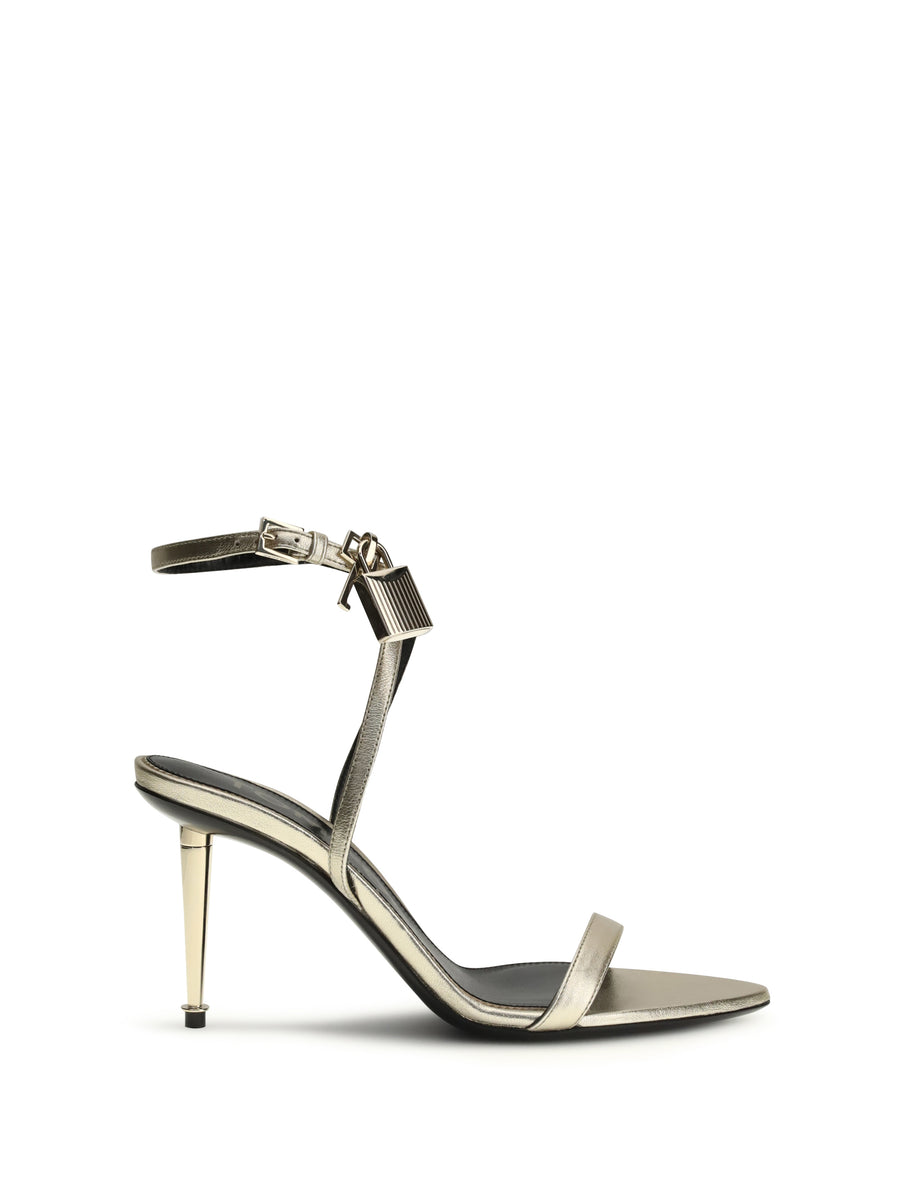 Sandals Padlock Pale Gold Calf Leather