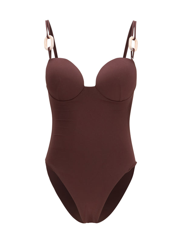 Magda Butrym 91% Nylon swimsuit in burgundy
