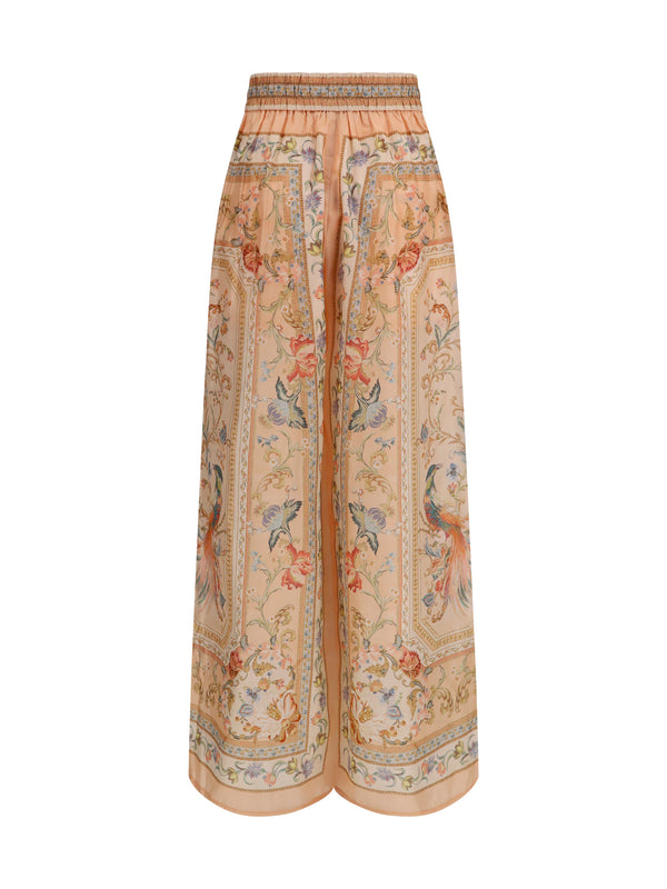 Silk Trousers Roselight Pink Tapestry Floral