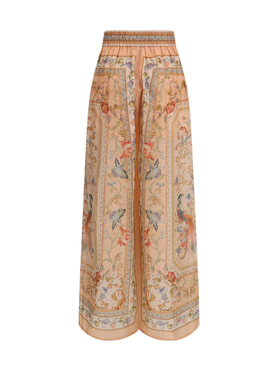 Silk Trousers Roselight Pink Tapestry Floral