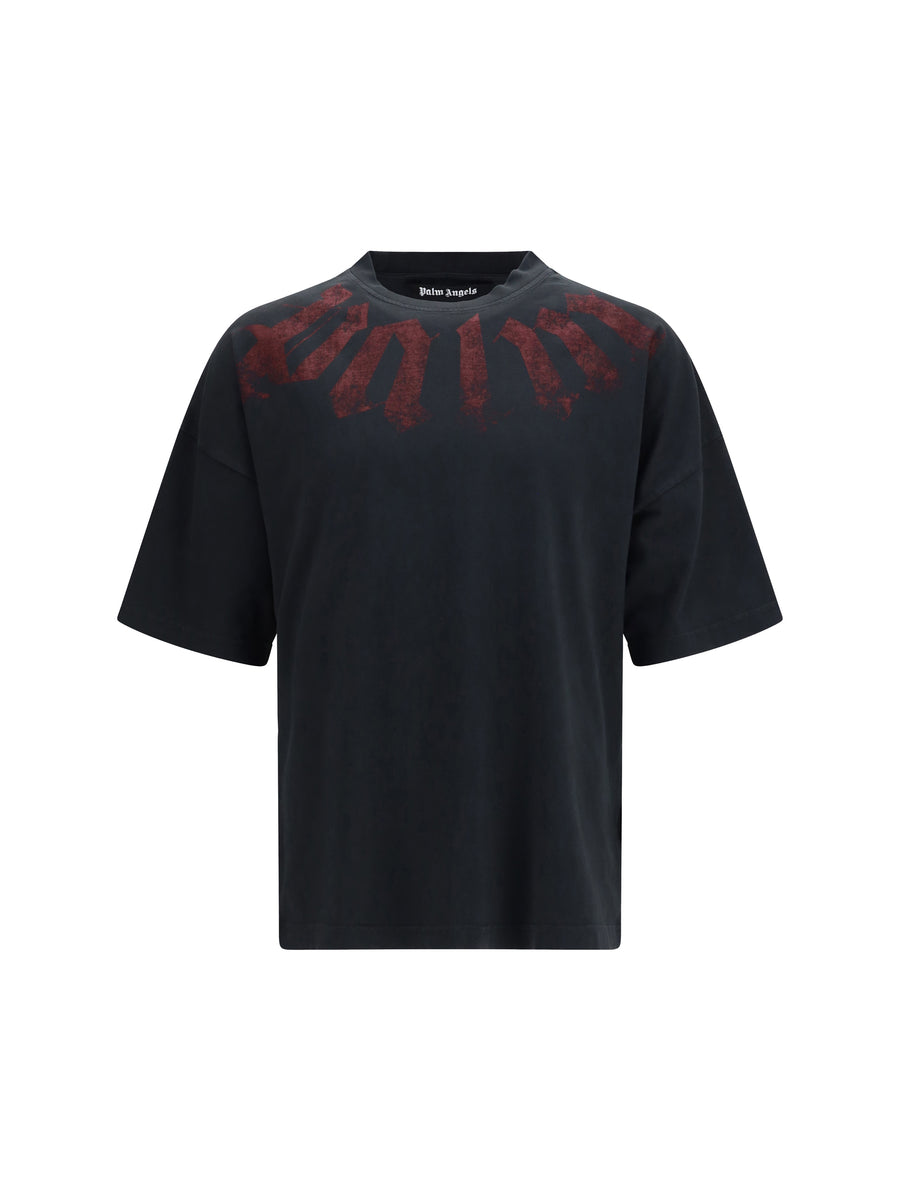 Big Neck Logo T-Shirt Black Burgundy Cotton T-shirts