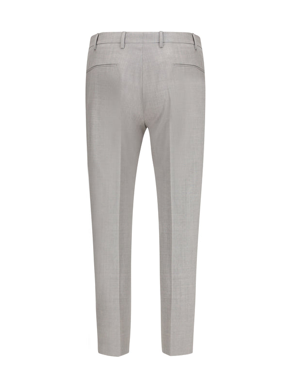 Tailored Trousers Grey-Light Blue Grey/light Fleece Wool