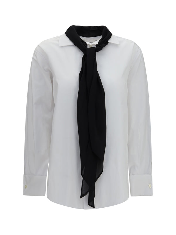 Shirt Scarf Cotton Poplin Off White Polyester