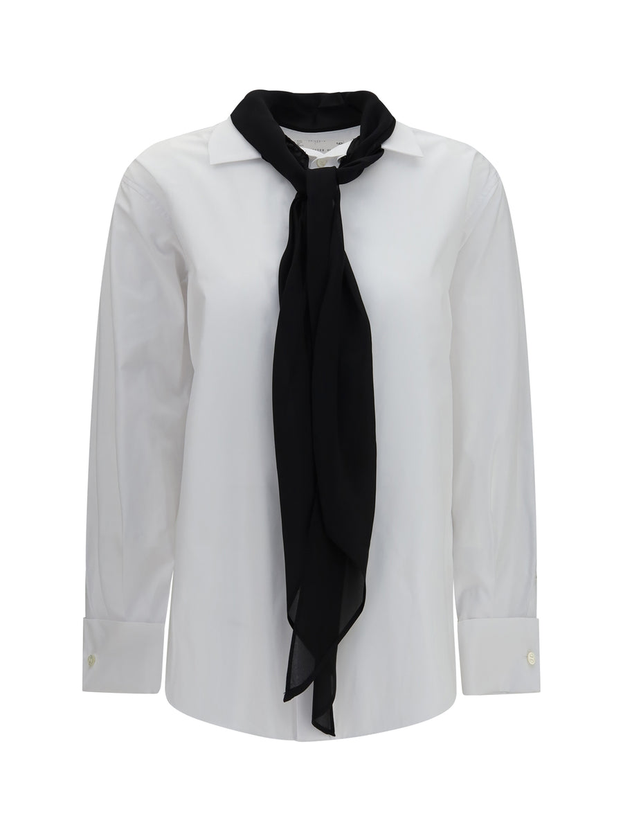 Shirt Scarf Cotton Poplin Off White Polyester