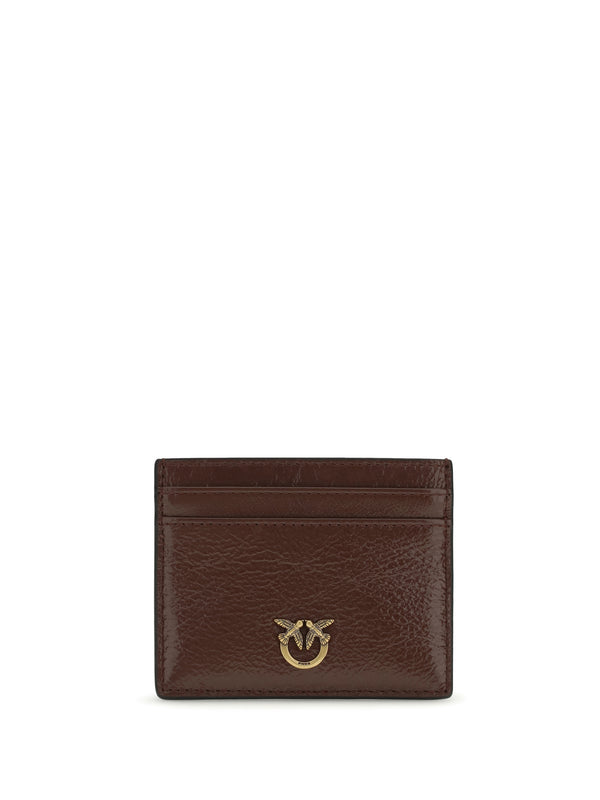 Shiny Leather Card Holder Burgundy Wine-antique Gold Calf Bos Taurus Wallet