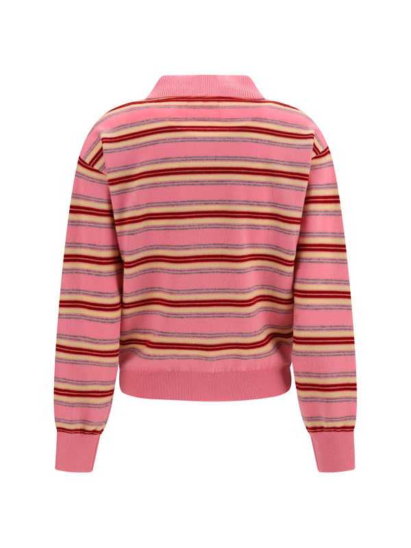 Striped Polo Sweater Pink Kaschgora