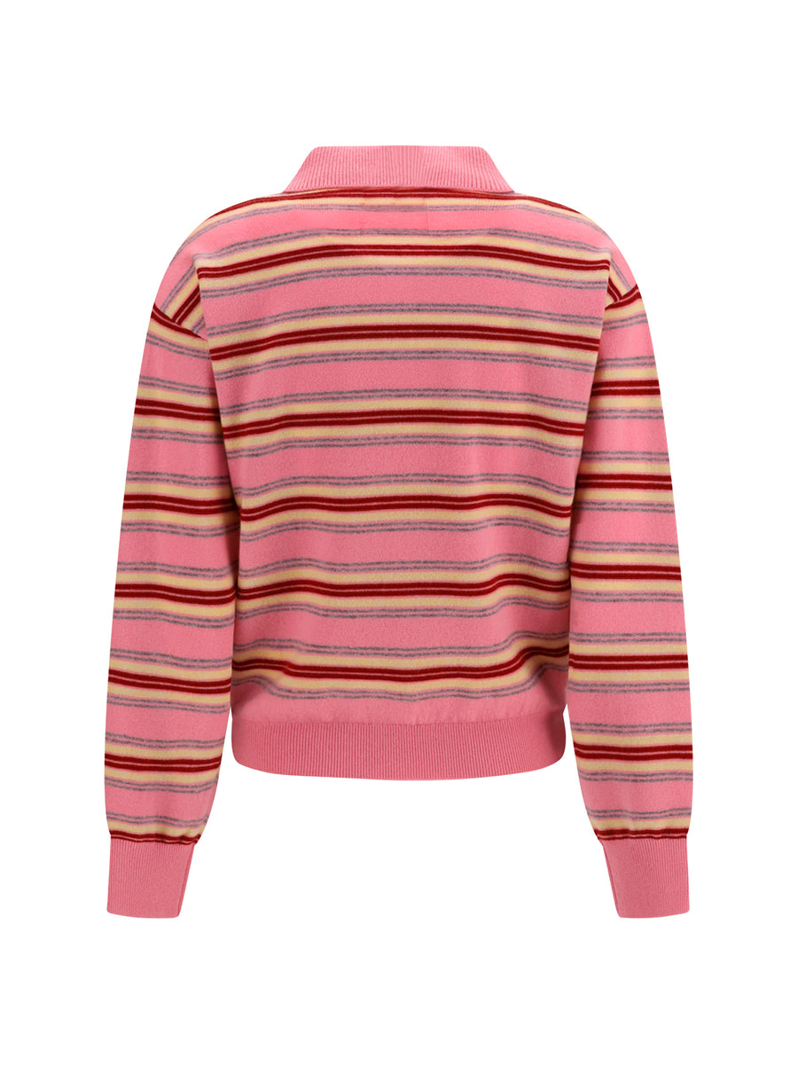 Striped Polo Sweater Pink Kaschgora