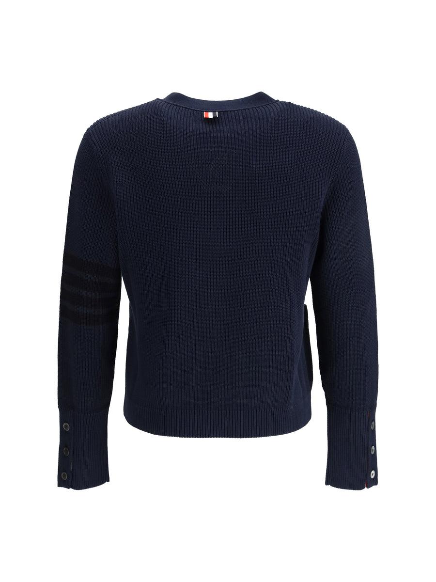V-Neck Cardigan Navy Cotton