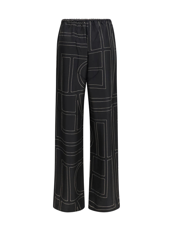 Pants Silk Monogram Black Trousers