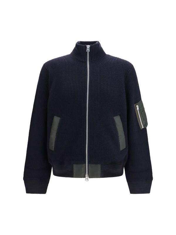 Ribbed Sweater Navy×d/khaki Wool Ovis Aries Jacket