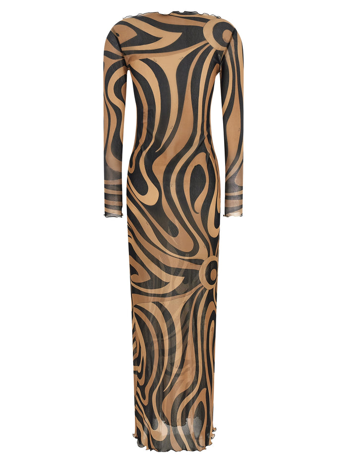 Marmo Print Tulle Dress Polyamide