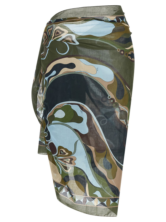 Orchidee Sarong Skirt Multicolor Cotton Beachwear