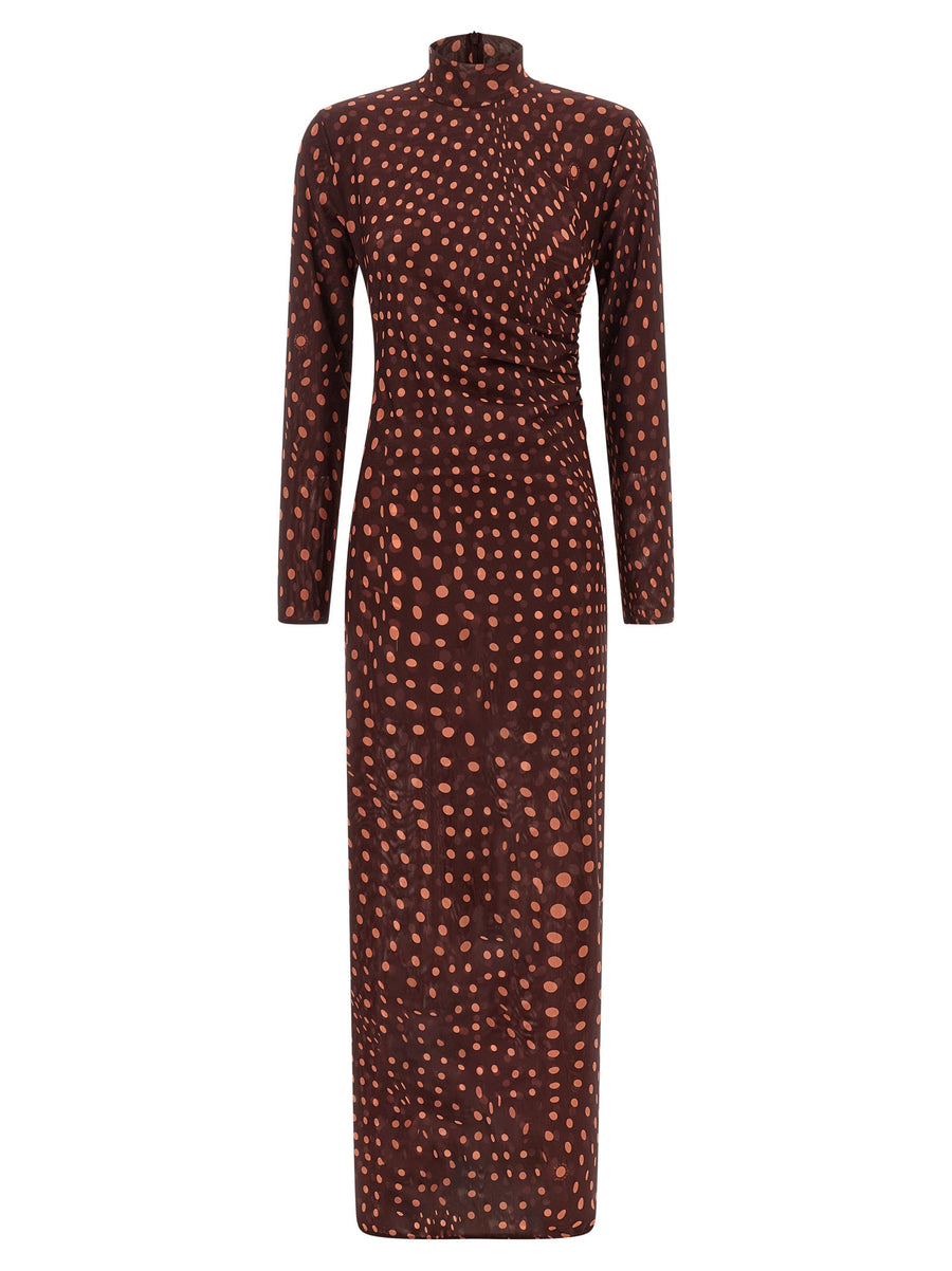 Stella Mccartney Polka Dot Mesh Dress — Burgundy