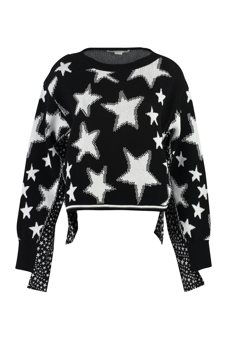 Stars Pattern Long Sleeve Sweater Black Cotton
