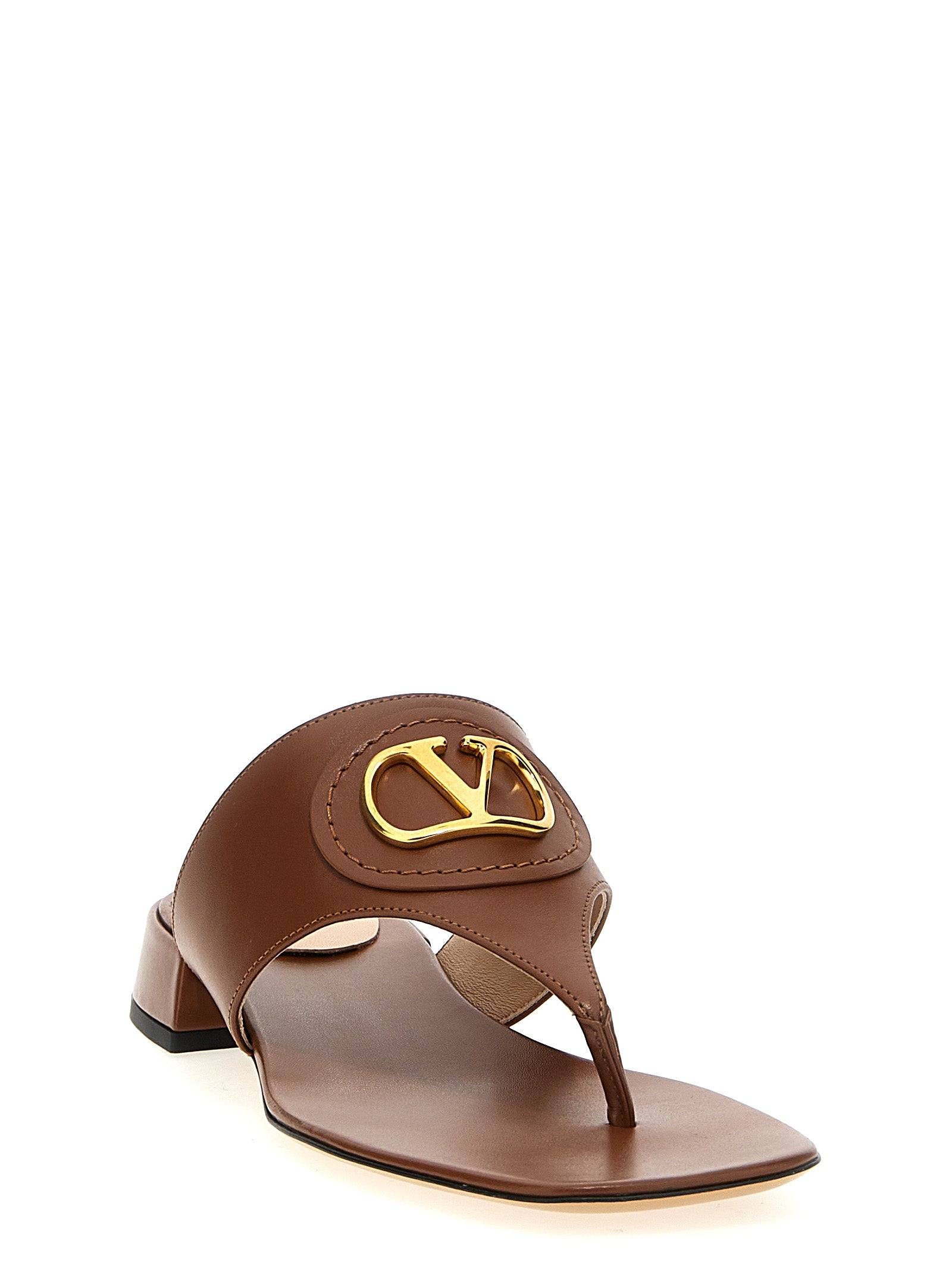 Valentino Garavani VLogo Signature Sandals Brown Calfskin Leather (bos Taurus)
