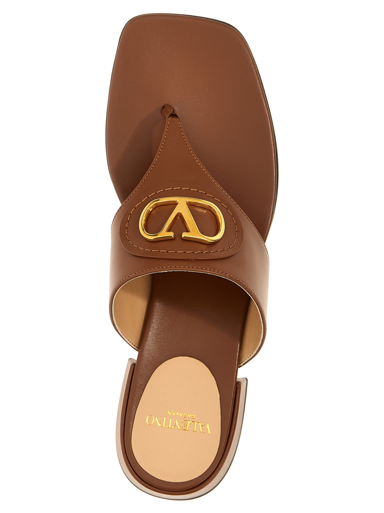 Valentino Garavani VLogo Signature Sandals Brown Calfskin Leather (bos Taurus)