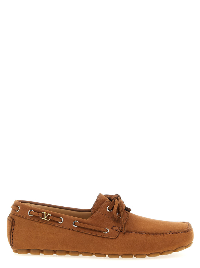 Valentino Garavani Driver Fastaway loafers Brown Calfskin Leather (bos Taurus)