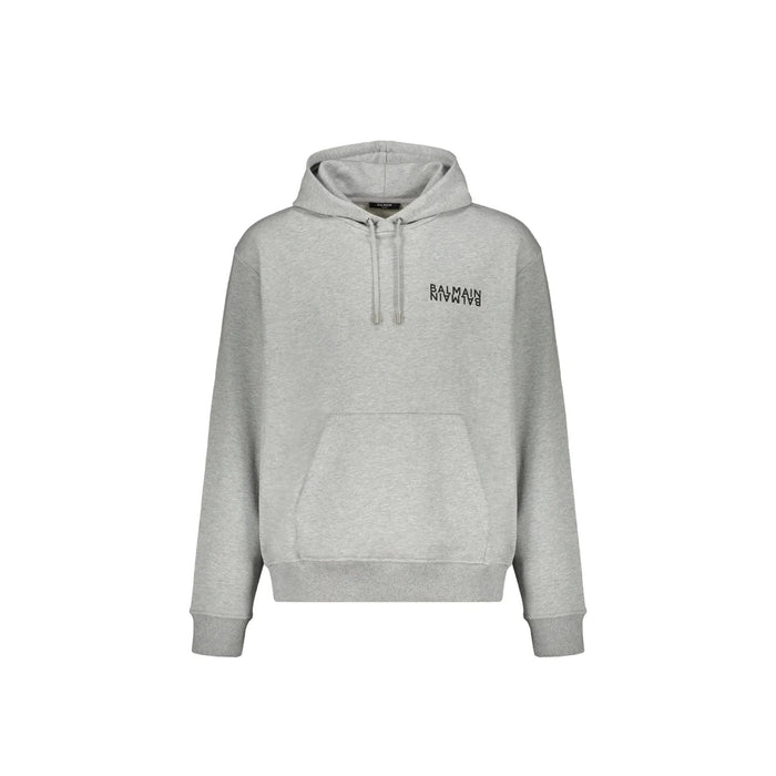 Logo Motif Hoodie Gray Cotton