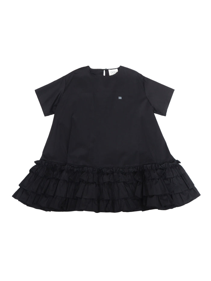 WOVEN DRESS Black Cotton Elastane