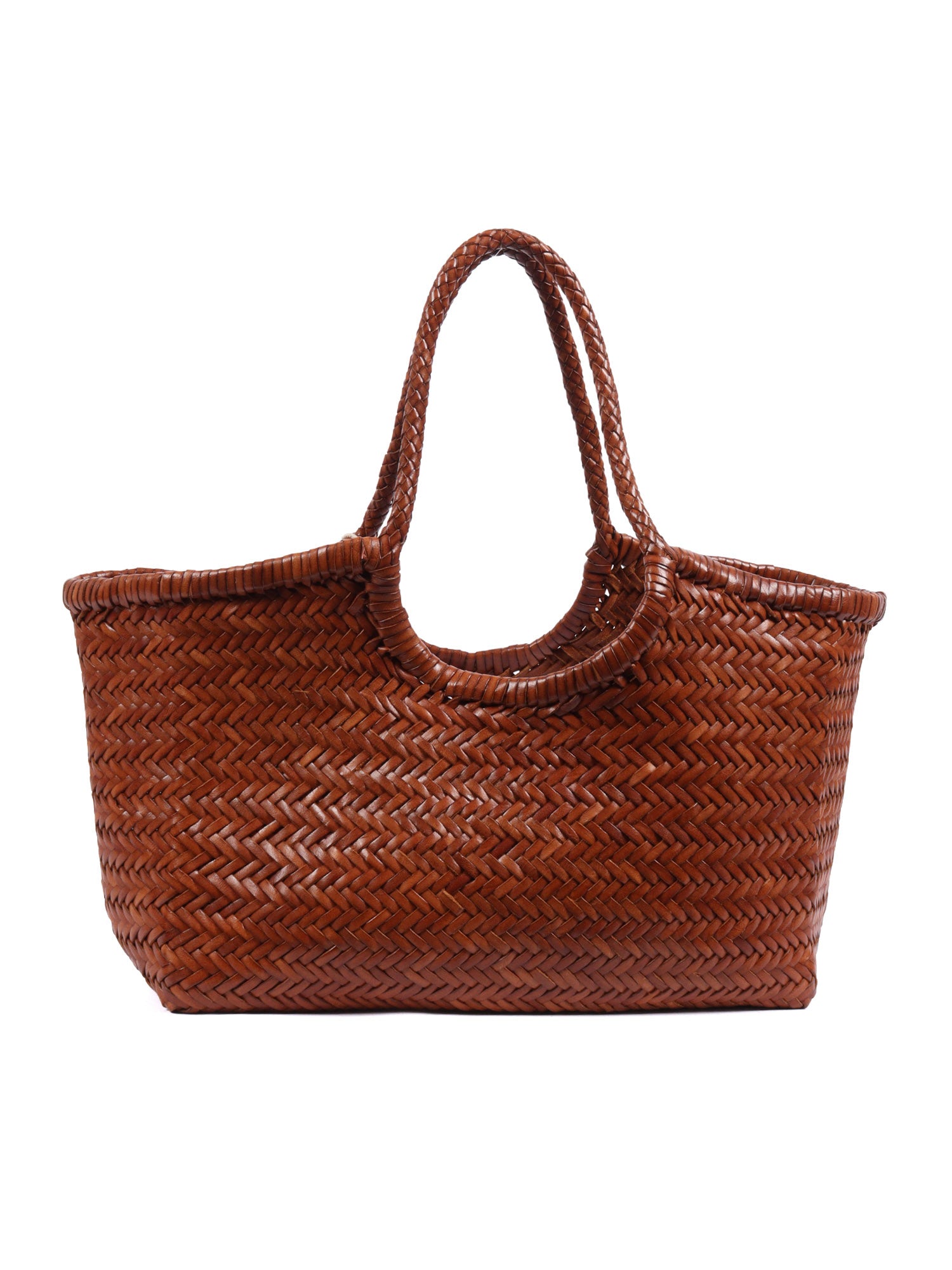 NANTUCKET BASKET BIG Camel Calf Leather Shoulder Bag