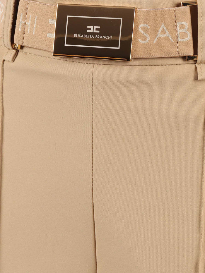 SHORT WITH BELT Camel Polyamide Elastane Bermuda