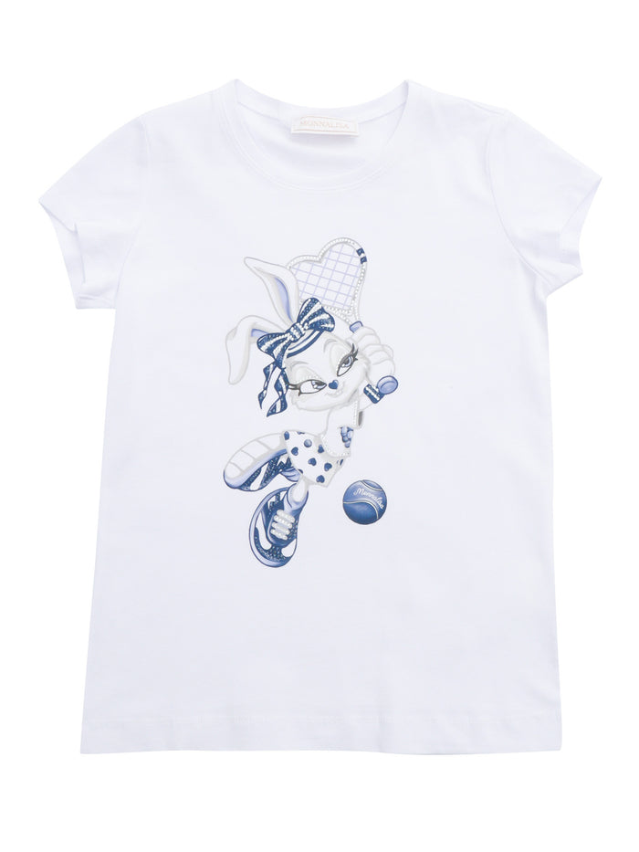 RABBIT PRINTED T-SHIRT White Cotton Elastan Short Sleeves