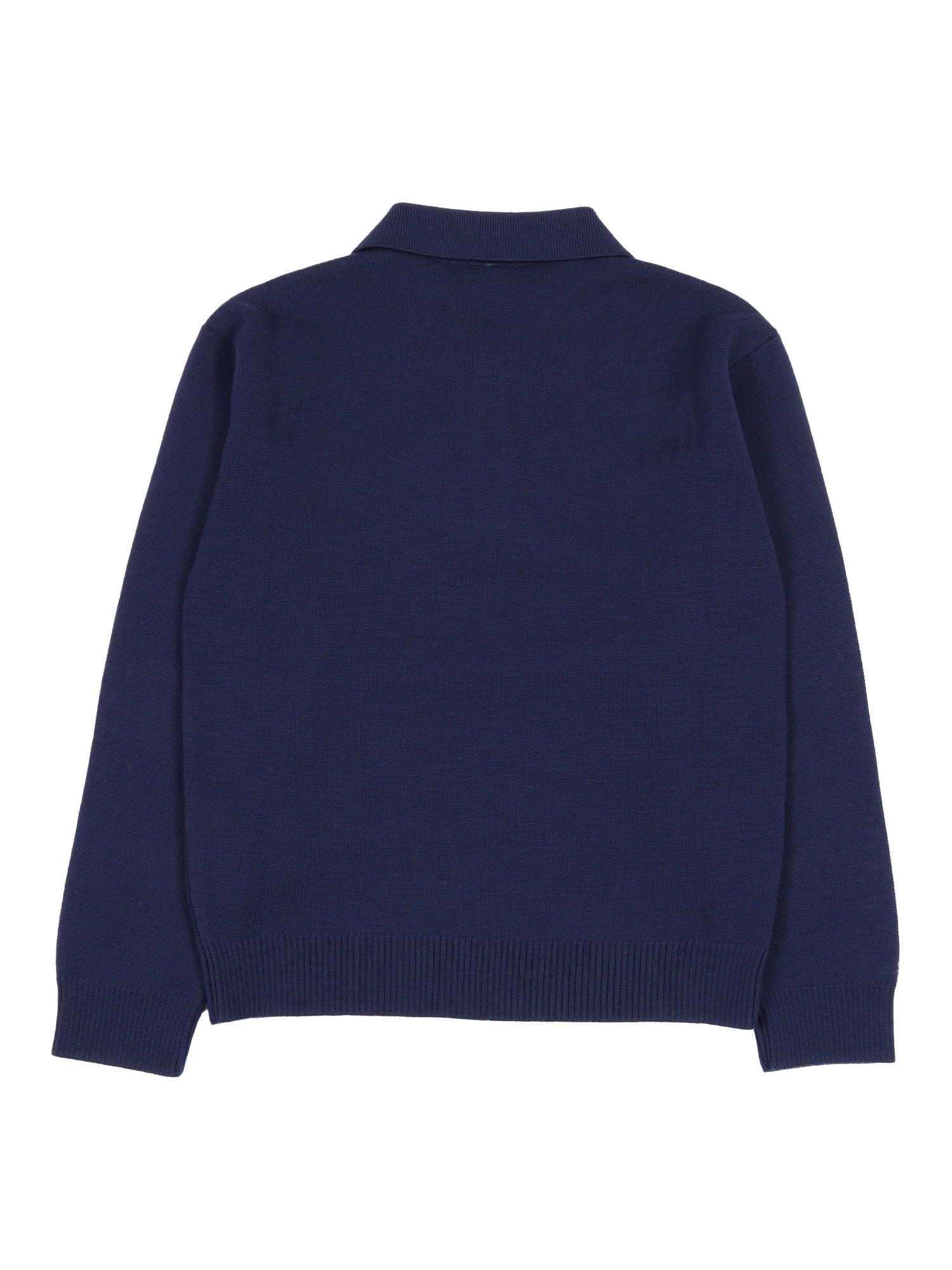 Wool Knit Polo Grey Virgin Ribbon Polyester Shirt