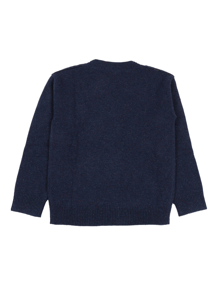 Kid Boy Knits Blue Wool Merino Crewneck