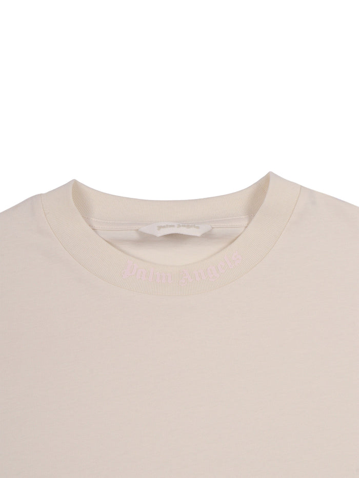 Overlogo Over T-Shirt S-S Girl Beige Cotton Short Sleeves