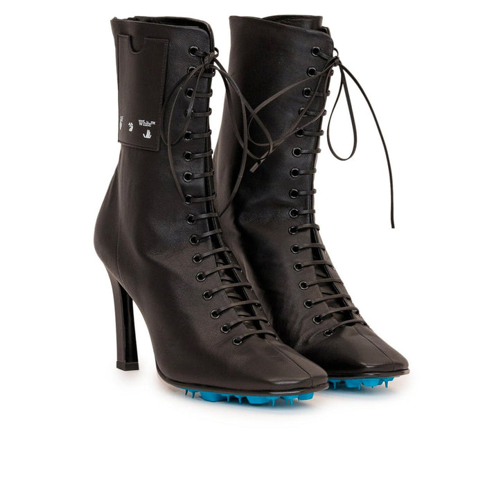 Off-White Leather Heel Boots Black Calf