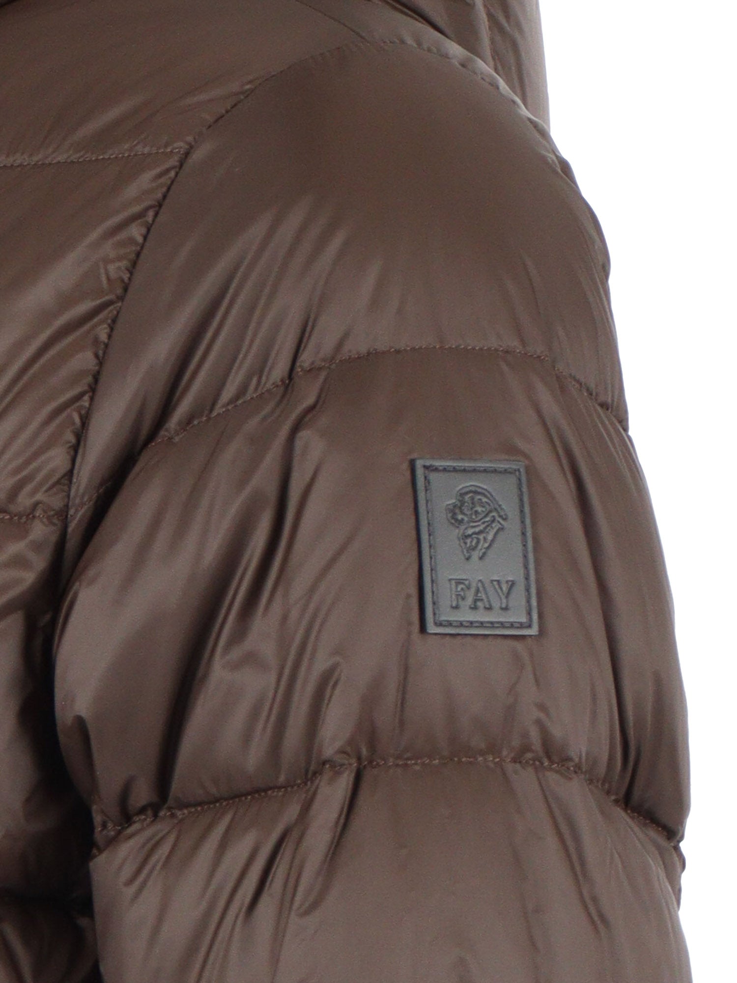 Db Front Hooded Down Jacket Brown Short Puffer