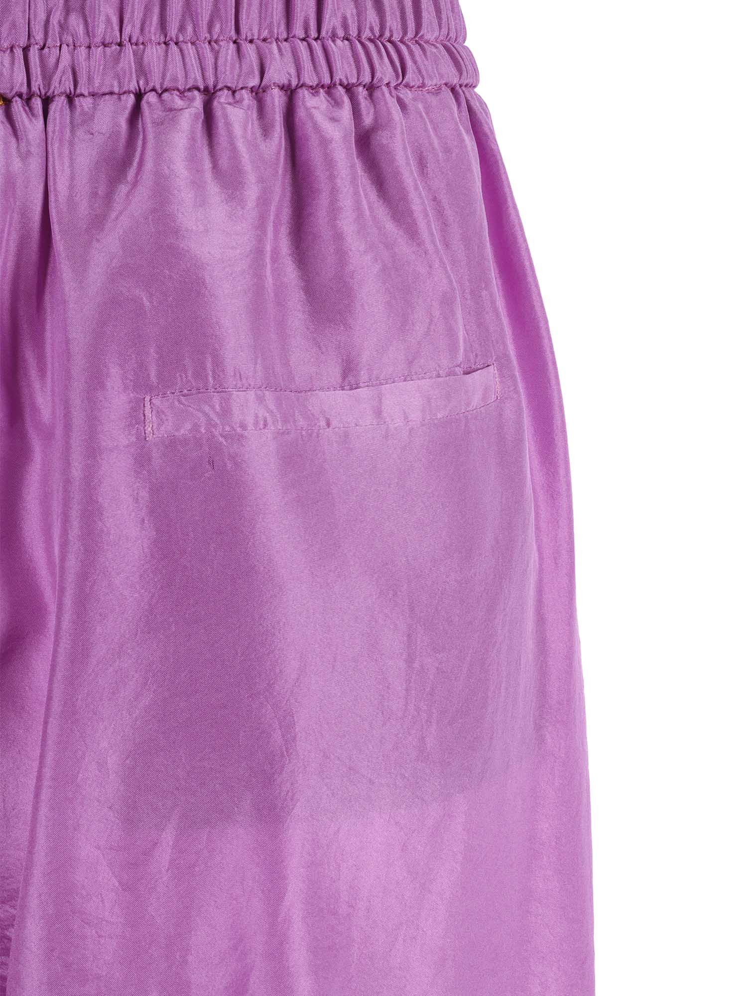 Drawstring Trousers Silk Habotai Purple