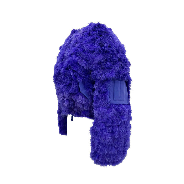 Feathers Bomber Jacket Blue Polyamide